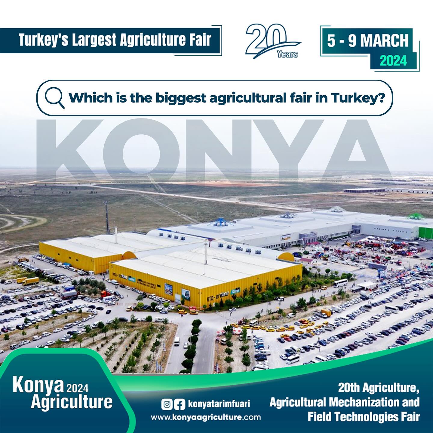 Agricultural machinery exhibition poster, from March 15 to March 19, 1402 in Konya, Turkey